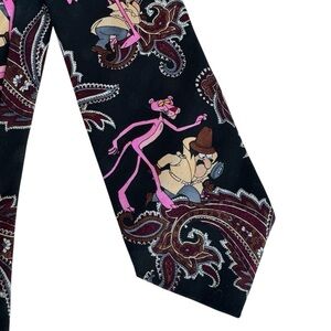 Vintage 1994 Pink Panther Detective Neck Tie Cartoon Novelty Teacher 90s EUC